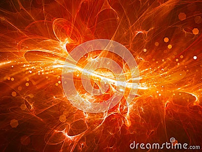 Fiery glowing high energy plasma field in space with particles Stock Photo