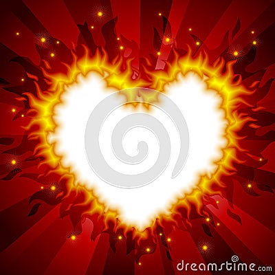 Fiery heart card 3 Vector Illustration