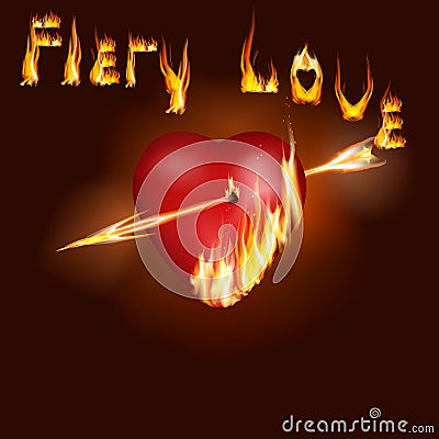 Fiery heart Vector Illustration
