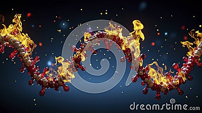 Fiery Helix Structure Abstract 3D Rendering Stock Photo