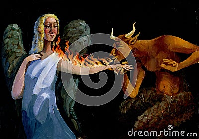 A fiery hell of an angel kisses Stock Photo