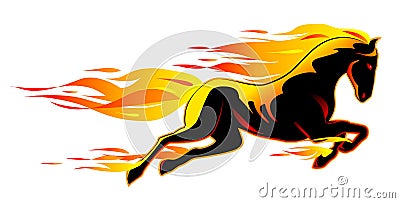 Fiery horse Vector Illustration