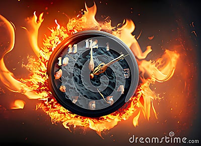 Time in Flames: A Symbol of Urgency and Limited Moments Stock Photo