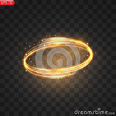 Fiery light circles glow effect, sparkling golden glitter Vector Illustration