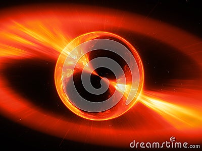 Fiery mysterios object in space gamma ray burst Stock Photo