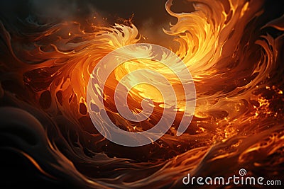 A fiery orange flame is flying through the air, AI Stock Photo