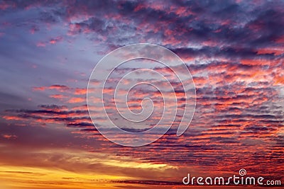 Fiery orange sunset sky. Stock Photo