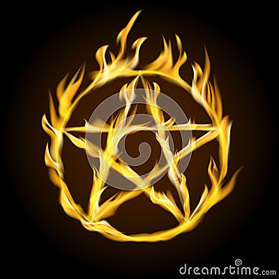 A fiery pentagram.A fiery pentagram. Occult sign. Vector illustration. Vector Illustration