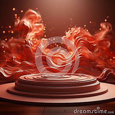 Fiery platform for eye-catching product display. Stock Photo