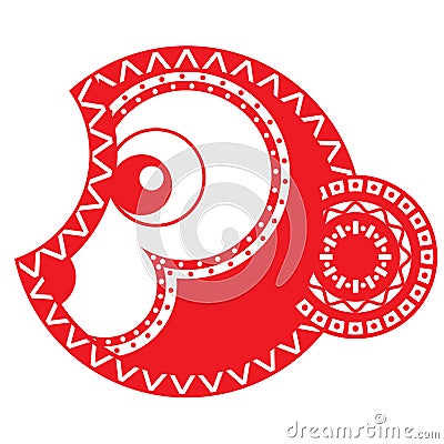 Fiery red monkey. Chinese New Year. Astrology. Vector Illustration