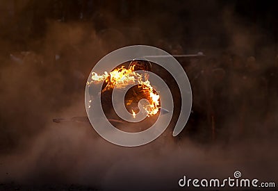 Fiery rider a quad bike Stock Photo