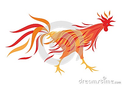 The Fiery rooster Vector Illustration