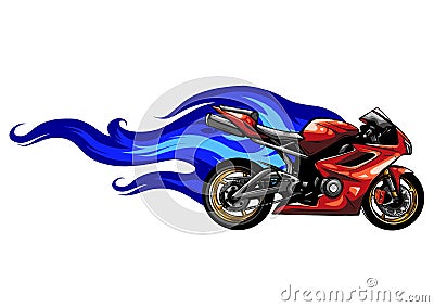 Fiery Sports Motorbike Racer Variation vector illustration Vector Illustration