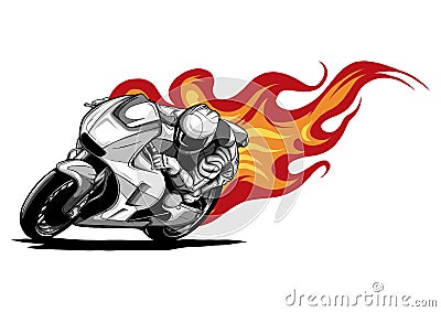 Fiery Sports Motorbike Racer Variation vector illustration Vector Illustration