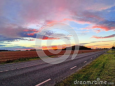 Fiery sunset in Kukruse, Estonia Stock Photo