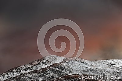 Fiery sunset in snowy mountains - Turkey Stock Photo