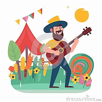 Fiesta party celebration men playing guitar cinco de mayo celebration may 5 Independencia de mexico ai generative Stock Photo