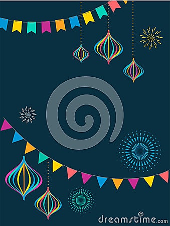 Fiesta banner and poster design with flags, decorations Vector Illustration