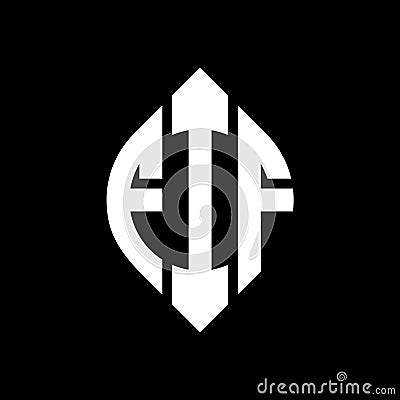 FIF circle letter logo design with circle and ellipse shape. FIF ellipse letters with typographic style. The three initials form a Vector Illustration