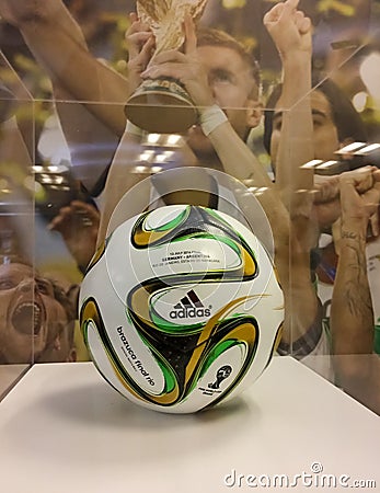 FIFA World Cup Brazil 2014 Brazuca soccer ball by Adidas Editorial Stock Photo