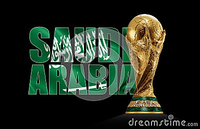 Fifa World Cup 2034 host Saudi Arabia with trophy Cartoon Illustration