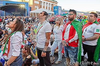 2018 FIFA World Cup, Iranian football fans in St Petersburg. Editorial Stock Photo