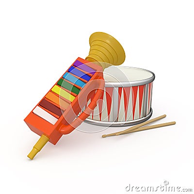 fife, drum and two drumstick 3D Stock Photo