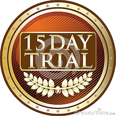 Fifteen Day Trial Luxury Gold Label Icon Vector Illustration