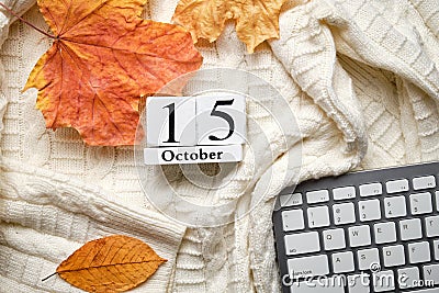 Fifteenth day of autumn month calendar october Stock Photo