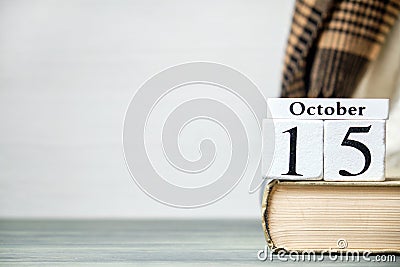 Fifteenth, day of autumn month calendar october with copy space Stock Photo