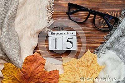 Fifteenth day of autumn month calendar september Stock Photo