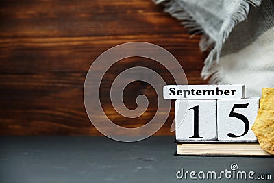 Fifteenth day of autumn month calendar september with copy space Stock Photo