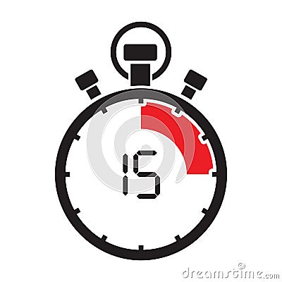 Fifth teen minute stop watch countdown Vector Illustration