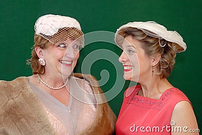 Fifties retro women chatting Stock Photo