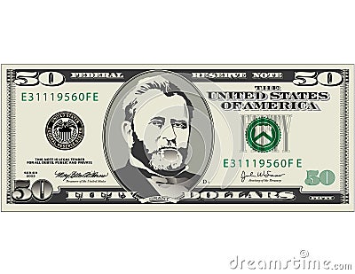 Fifty dollar bill Vector Illustration