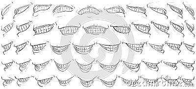 50 Mouths (7 - Digital Art) 3D to 2D Stock Photo