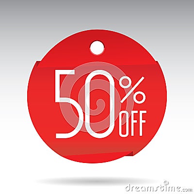 Fifty percent off sticker rumbled, sale 50% discount Stock Photo