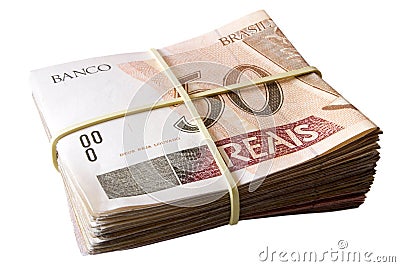 Fifty reais - Brazilian money Stock Photo