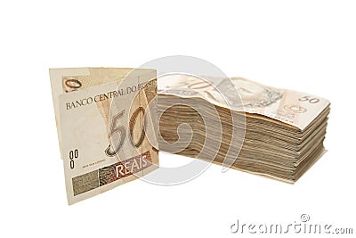 Fifty reais pile Stock Photo