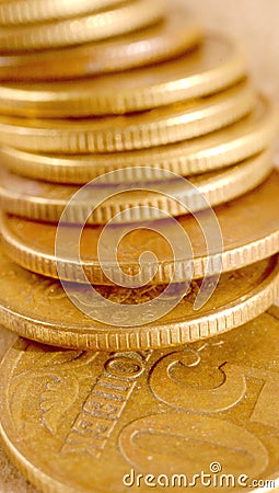 Fifty Russian Cents pile Stock Photo