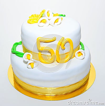 Fifty years of marriage anniversary cake Stock Photo