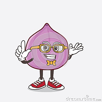 Fig Fruit cartoon mascot character in geek style Vector Illustration