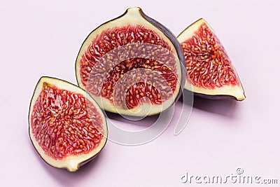 Fig halves. Ripe fruit pulp Stock Photo