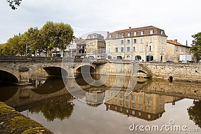 Figeac and river of Le Cele Stock Photo