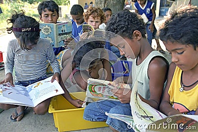 Fight against illiteracy through mobile library, Brazil Editorial Stock Photo