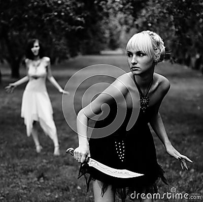 Fight against witch Stock Photo