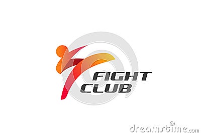 Fight Club Karate Kickboxing Taekwondo Logo design Vector Illustration