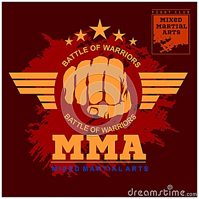 Fight club MMA Mixed martial arts Vector Illustration