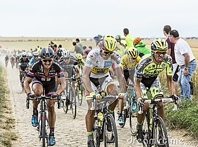 The Fight on the Cobblestones - Tour de France 2015 Editorial Stock Photo