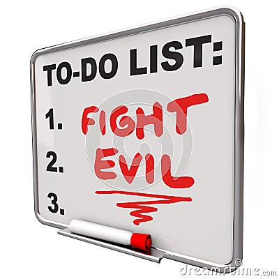 Fight Evil Words To Do List Protect Secure Improve Safety Stock Photo